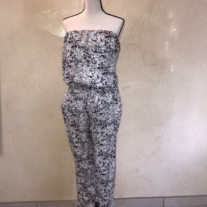 Jumpsuit strapless white and black size M